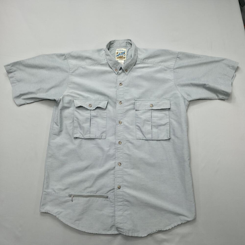 TravelSmith Vintage Mens Travel Utility Shirt Large Short Sleeve Safari Hiking